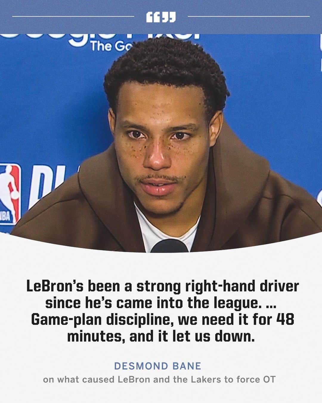 espnのインスタグラム：「Desmond Bane on what prevented the Grizzlies from closing out Game 4.」