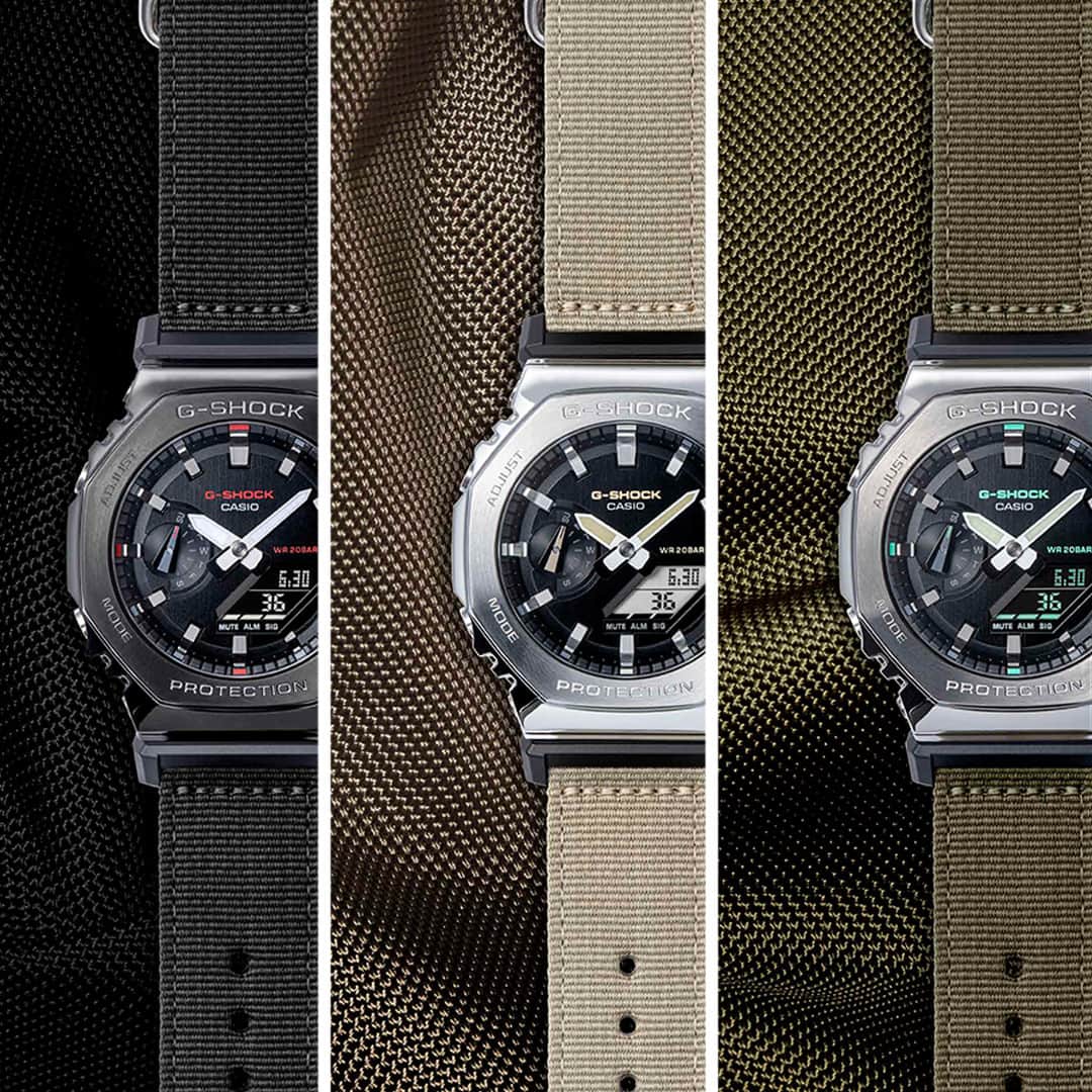 G-SHOCKのインスタグラム：「Designed with an appealing contrast between the materials, UTILITY METAL brings toughness and casual sophistication.  ⌚️: GM2100C-5A, GM2100CB-3A, GM2100CB-1A   #GSHOCK #UTILITYMETAL #gshockwatch #watchlover #watchoftheday #watchcollection」