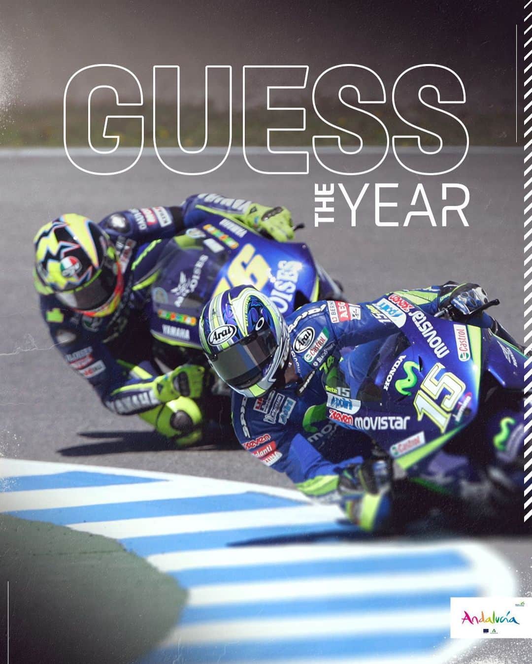 MotoGPさんのインスタグラム写真 - (MotoGPInstagram)「Anyone up for a challenge about a #MotoGP classic? 🧐 Tell us when this iconic battle between @valeyellow46 and @setegibernau_15 took place ⚔️   #SpanishGP 🇪🇸 #Motorsport #Motorcycle #Racing」4月25日 23時01分 - motogp