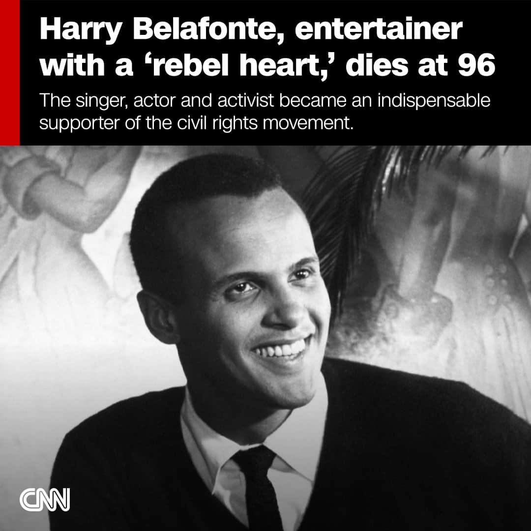 CNNさんのインスタグラム写真 - (CNNInstagram)「Harry Belafonte, the dashing singer, actor and activist who became an indispensable supporter of the civil rights movement, has died, his publicist Ken Sunshine told CNN. He was 96.  Belafonte died Tuesday morning of congestive heart failure, Sunshine said.  He was dubbed the “King of Calypso” after the groundbreaking success of his 1956 hit, “The Banana Boat Song (Day-O).” He also became a movie star after acting in the film adaption of the Broadway musical, “Carmen Jones.”  But Belafonte biggest contributions took place offstage. He was a key strategist, fundraiser and mediator for the civil rights movement. He continually risked his entertainment career – and at least once his life – for his activism. He became a close friend of the Rev. Martin Luther King Jr., who often retired to Belafonte’s palatial New York apartment to talk strategy or escape the pressures of leading the civil rights movement.  Read more at the link in bio.  📷: Bettmann Archive/Getty Images」4月25日 23時30分 - cnn