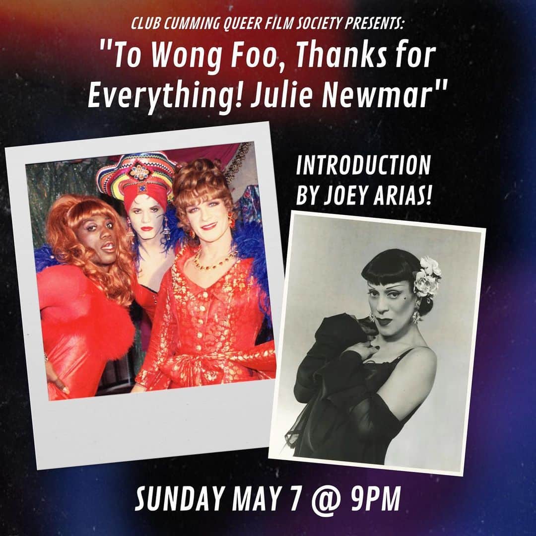 アラン・カミングのインスタグラム：「“Style.. or substance?” Choose both and join us for a FREE screening of “To Wong Foo…” on Sunday May 7 at 9pm. Seating is first come first serve. Introduction by Joey Arias (who makes a cameo in the film!) see you there 🎥🏳️‍🌈🍸」