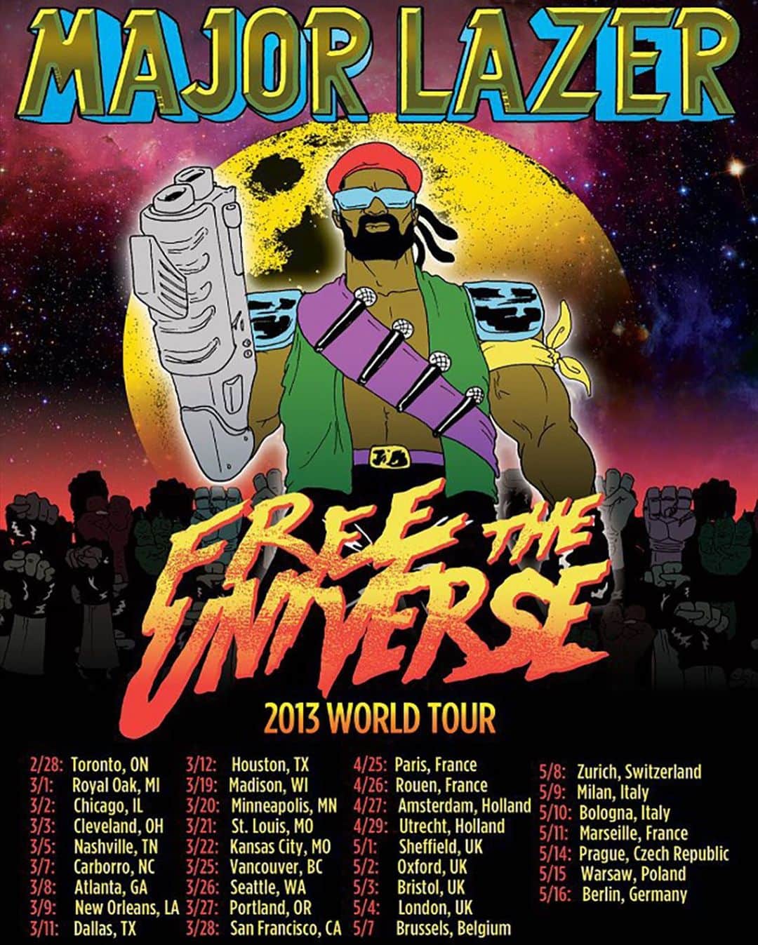 メジャー・レーザーのインスタグラム：「10 YEARS AGO TODAY we kicked off the European run of our FREE THE UNIVERSE World Tour. Who was at one of these shows?」