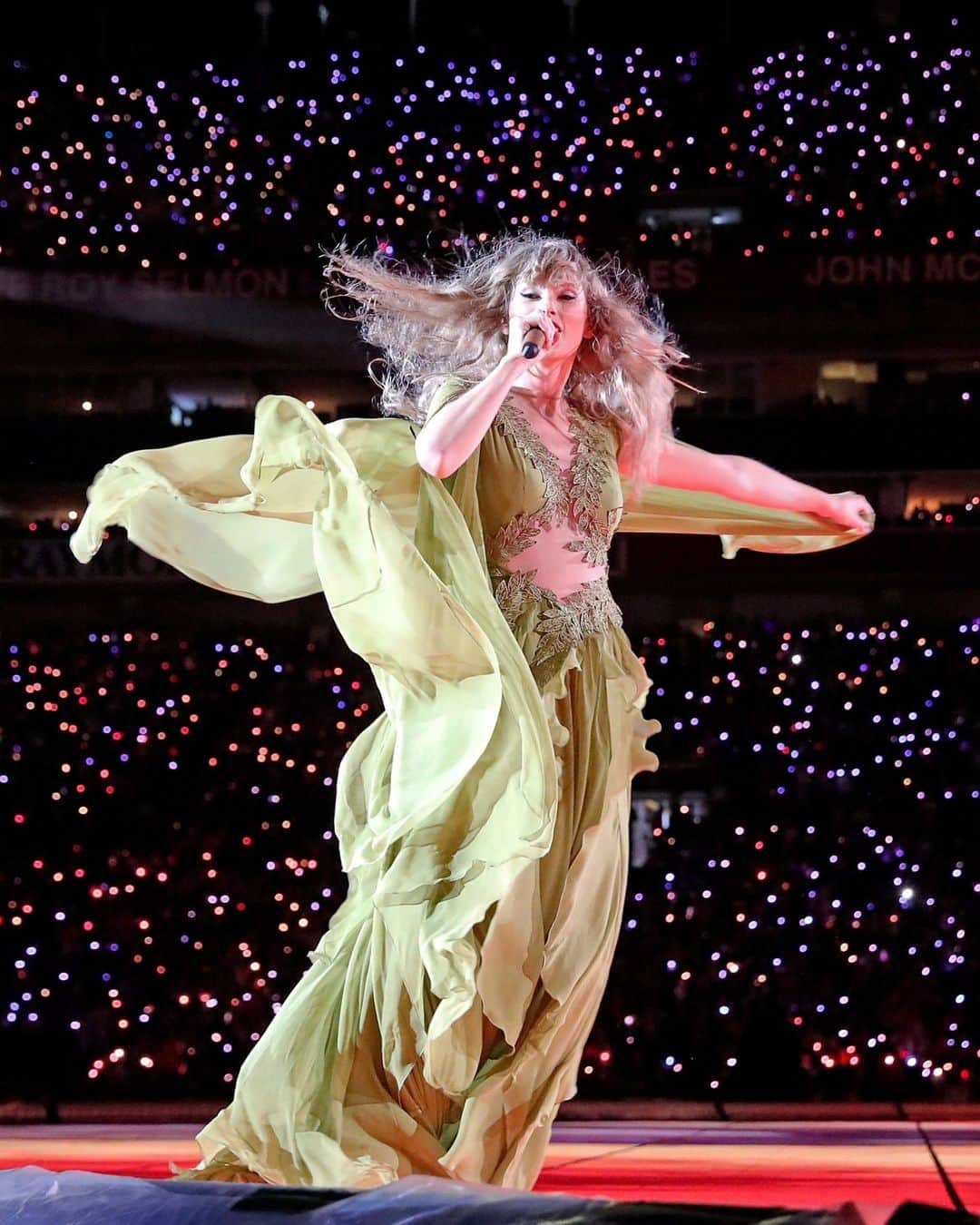 New York Times Fashionさんのインスタグラム写真 - (New York Times FashionInstagram)「Taylor Swift’s Eras Tour, which began just over a month ago in Arizona and ends in California in August before heading overseas, is like a mini-tour of fashion weeks, replete with sparkles, chiffon and a message tee.  Each musical era @taylorswift revisited in the show had — and has — its own look, all 10 or so of them. To watch her go through them in succession is to see not just fabulous clothes worn with purpose, but also the hamster wheel of constant reinvention that has been the model for contemporary female pop stars since Madonna set the tone in the 1980s.  It’s possible that the many, many outfits not just a tour down memory lane but a more pointed piece of meta-commentary on the expectation that female pop stars constantly unveil new versions of themselves for our viewing pleasure, one-upping their old image with new wardrobes ad infinitum, writes chief fashion critic @vvfriedman.  “The female artists that I know of have reinvented themselves 20 times more than the male artists,” Swift said in her 2020 documentary, “Miss Americana,” as various versions of her public personas flash by: teenage Taylor, with her gold ringlets, sparkly blue eye shadow and princess dresses; “1989” Taylor, with her ironed bob and glittery bodysuits; “Reputation” angry Taylor, with snakes crawling up her limbs.  Read more about the outfits that embody Swift’s “Eras” at the link in bio. Photos by @cassidy_araiza; Octavio Jones/TAS23, via Getty Images; Getty Images; Kevin Winter/Getty Images for TAS Rights Management」4月26日 0時26分 - nytstyle