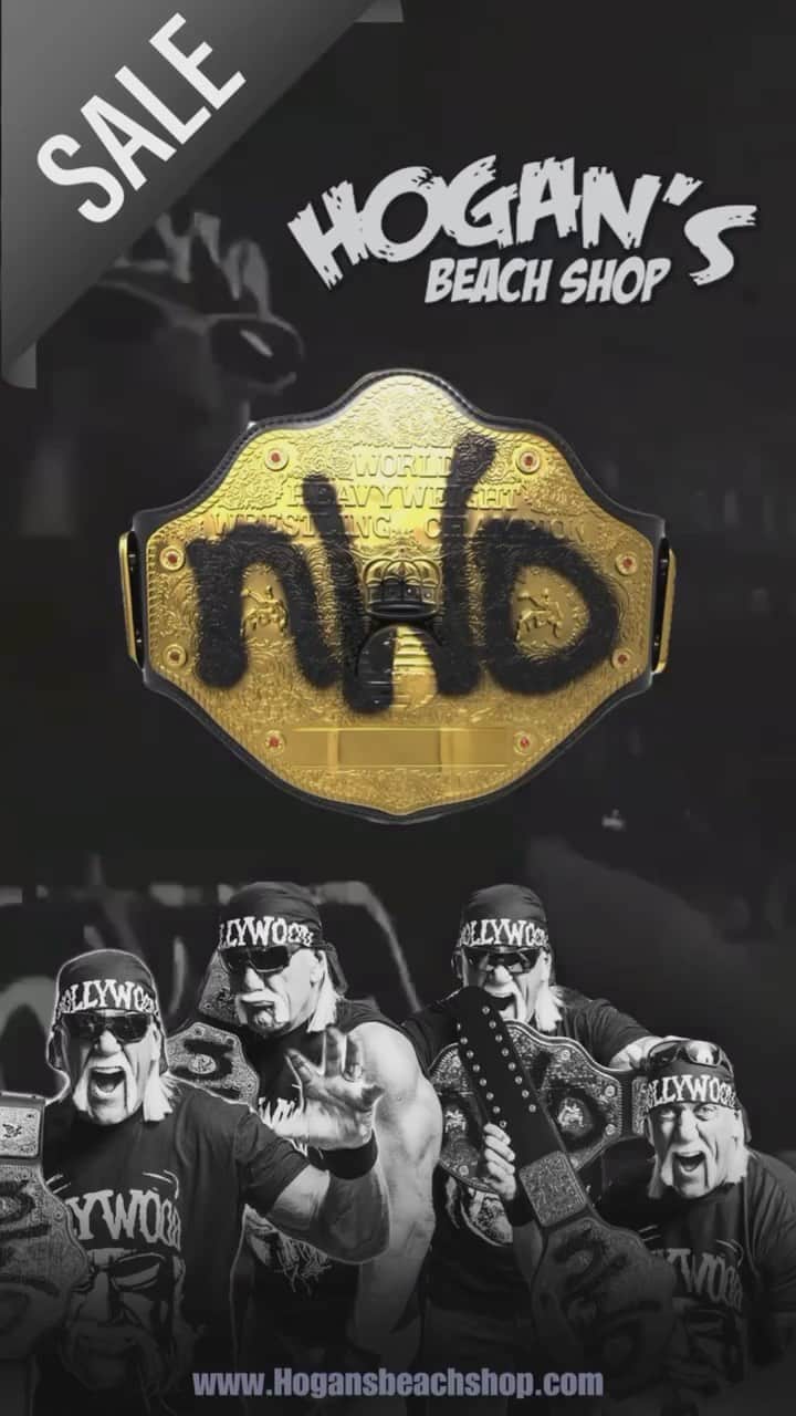 ハルク・ホーガンのインスタグラム：「Take your Hulkamania Collection to the next level with the NWO Belt ⚡️ Now 15% Off @hogansbeachshop  Shop at the link 👉 https://hogansbeachshop.com/products/hollywood-hogan-signed-wcw-nwo-championship-belt-replica」