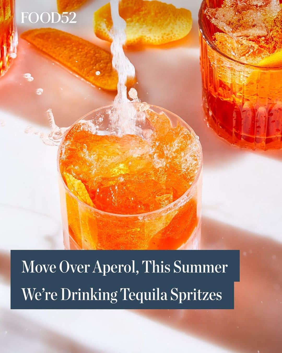Food52のインスタグラム：「This spritz is what @annabillingskog would call a casual cocktail, it can be whipped up faster than you can crack the ice from your ice tray. Find the recipe linked in our bio! 📸: @juliagartland #patrontequila #patronahumado」