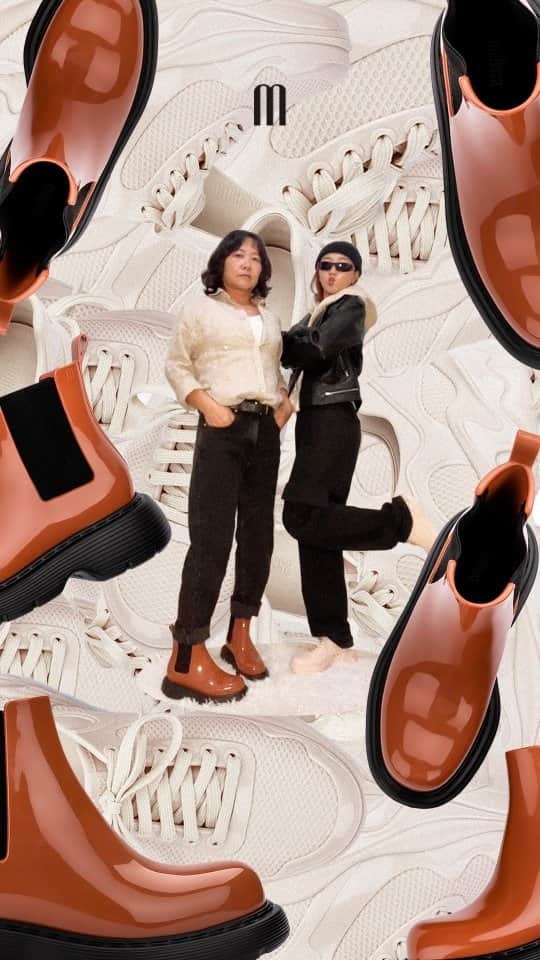メリッサのインスタグラム：「Quando me pedirem refs de looks estilosos, vou mandar esse vídeo da @danisoomin com a sua mãe 🤍 ⁣ As gatas arrasaram com a #MelissaStepBoot e a #MelissaBurnSneaker ✨ ⁣ Confira todas as cores dos modelos no link da bio! #IntensamenteMãe」