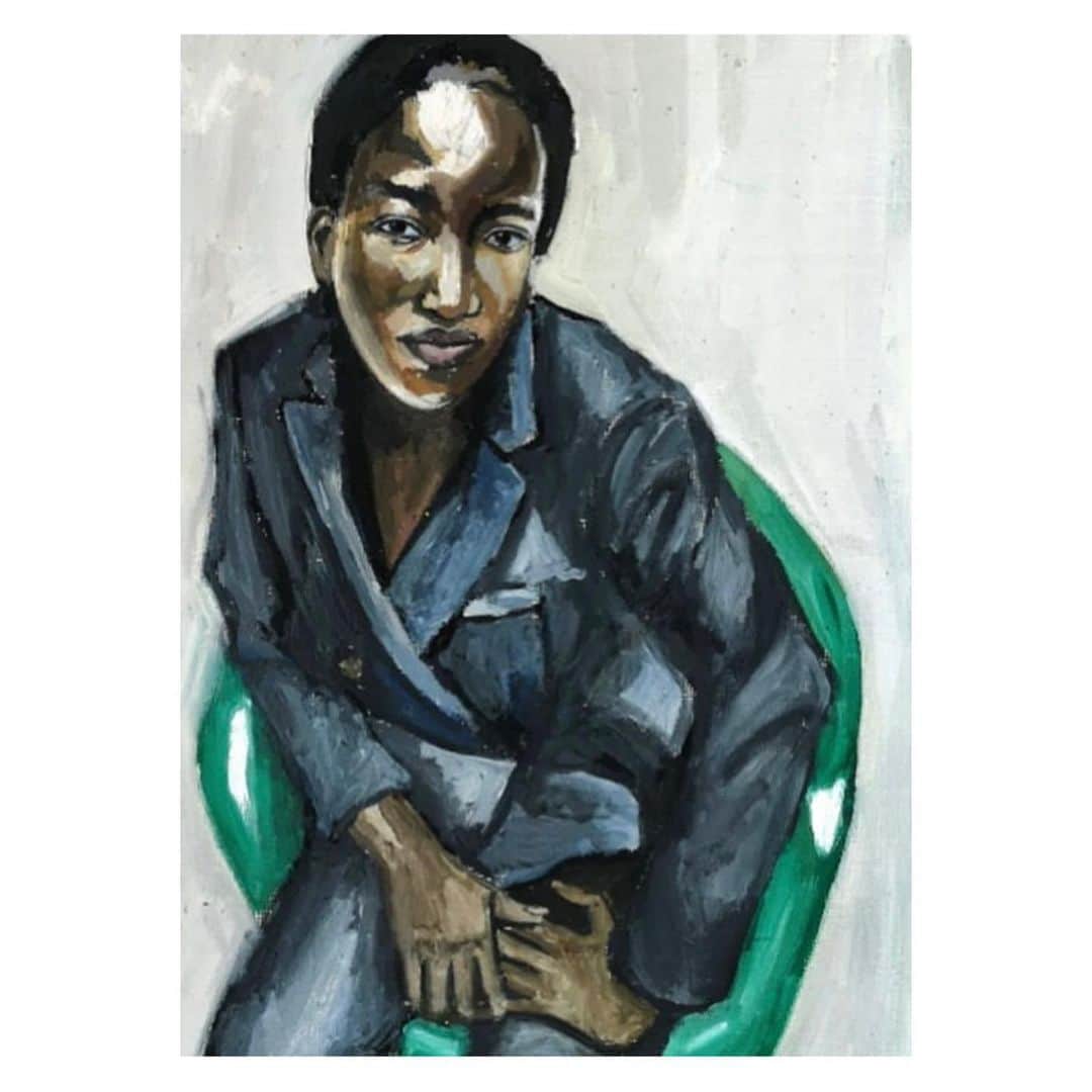 リカのインスタグラム：「The Black Suit Portrait 💚  Thank you Amy for sharing your work  portrait painting of Rika Studios Diane Keaton Suit .   By Artist @amycharterart   #artist #oiloncanvas #art #creativewomen #thankyou❤️」