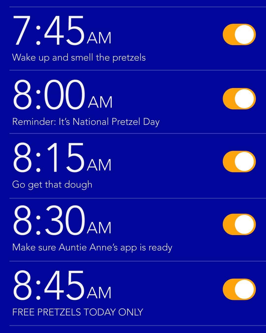 アンティ・アンズのインスタグラム：「PUT A PRETZEL UNDER YOUR PILLOW FOR AUNTIE AND SET THOSE ALARMS!​」