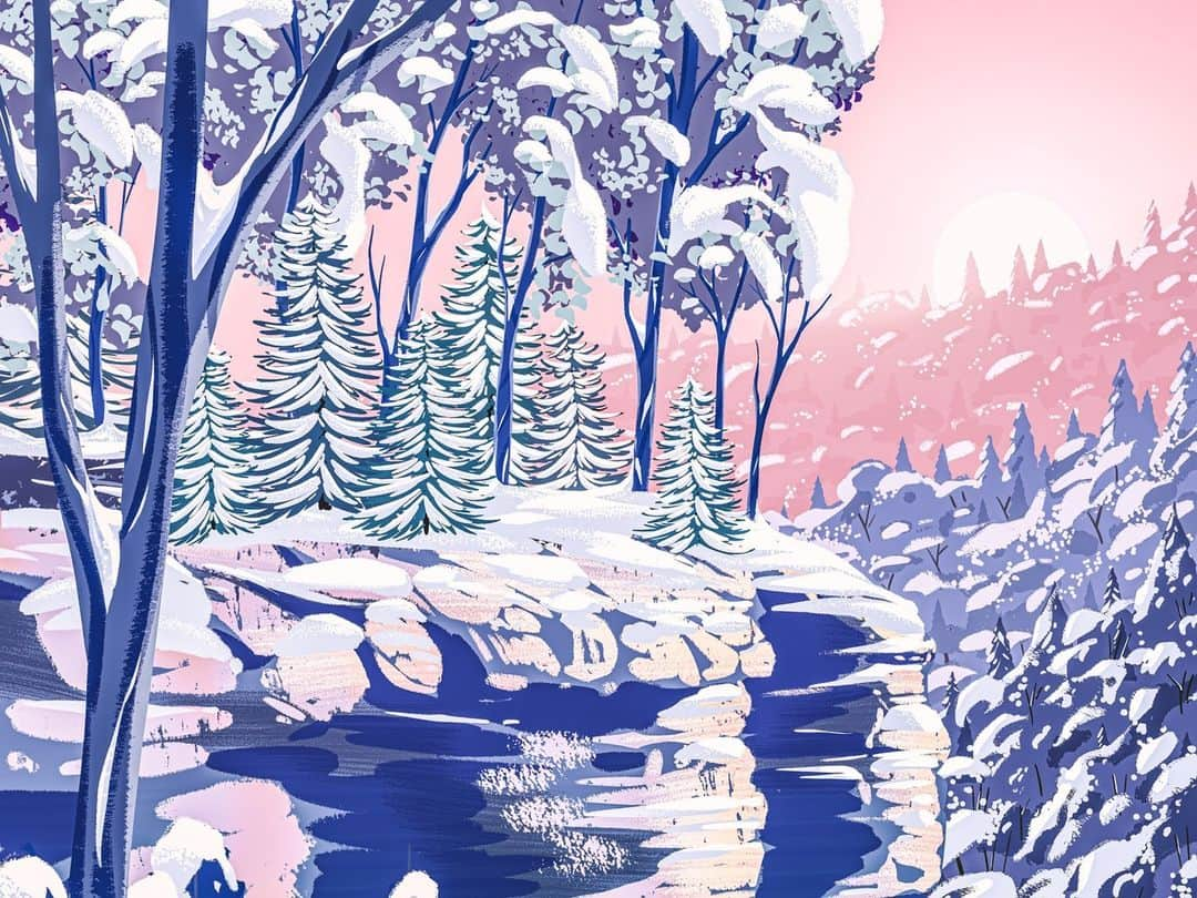 Dribbbleさんのインスタグラム写真 - (DribbbleInstagram)「Conkle's Hollow (Winter) by @nicetriangles   #winter #illustration #snow #outdoors #ohio #statepark」4月26日 5時00分 - dribbble