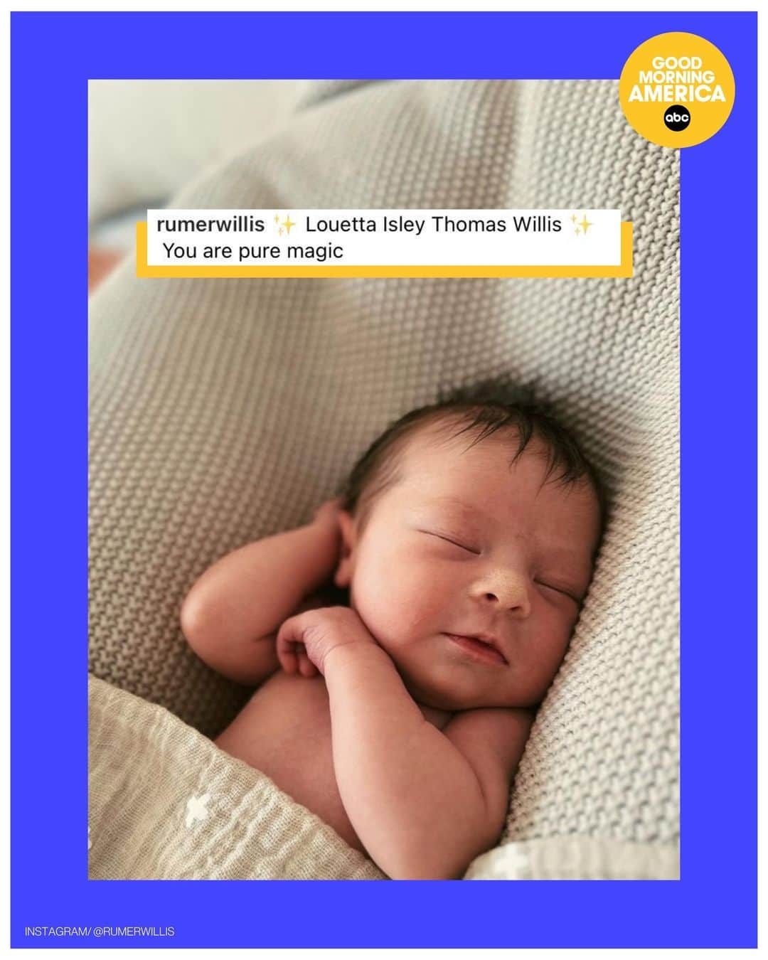 Good Morning Americaさんのインスタグラム写真 - (Good Morning AmericaInstagram)「@rumerwillis is a mom! ❤️  The actress and her boyfriend Derek Richard Thomas shared a joint Instagram post featuring a photo of their newborn baby. MORE details at our link in bio.  #RumerWillis #Newborn #Baby #Parents #Motherhood #Fatherhood #Family #Love」4月26日 5時10分 - goodmorningamerica