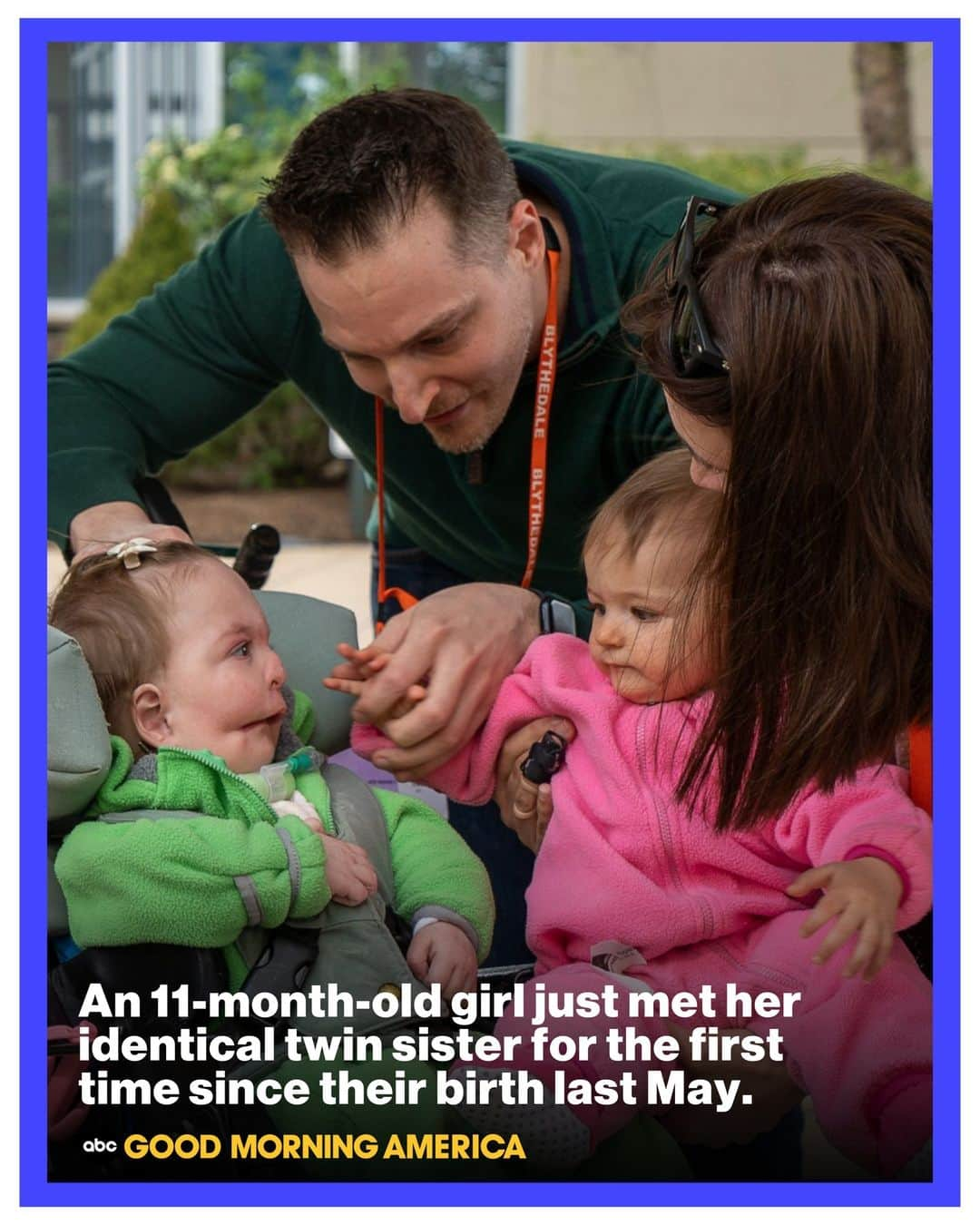 Good Morning Americaさんのインスタグラム写真 - (Good Morning AmericaInstagram)「An 11-month-old girl met her identical twin sister Monday, marking their first meeting since their birth last May. ❤️  The twins' mother Marija Sparano said the meeting was a long time coming and described it as "a very emotional moment for everybody."  MORE at the ink in bio.  #Twins #Family #Reunion」4月26日 6時35分 - goodmorningamerica