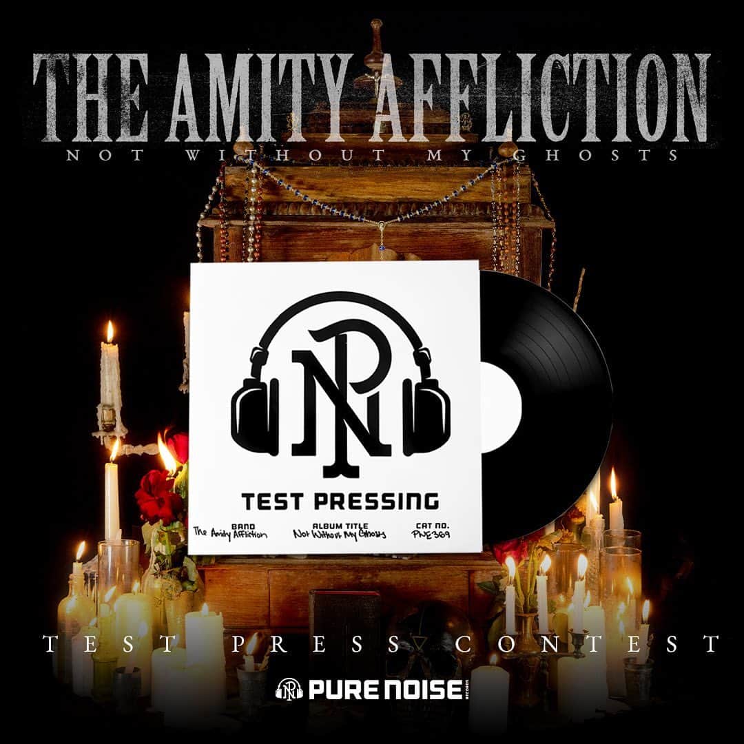 The Amity Afflictionのインスタグラム：「We’re giving away one test press of @theamityaffliction new record! Stream and save the title track “Not Without My Ghosts” (ft @phem) via the link in stories and bio. The contest ends May 2nd and a winner will be notified. Good luck!!」