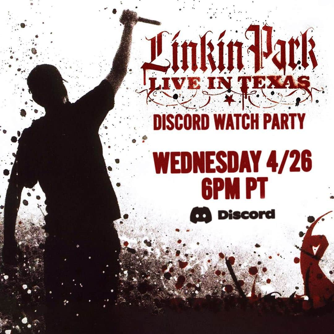 リンキン・パークのインスタグラム：「Head over to Discord today at 6PM PT as we host a LIVE IN TEXAS watch party - join with the link in our bio」