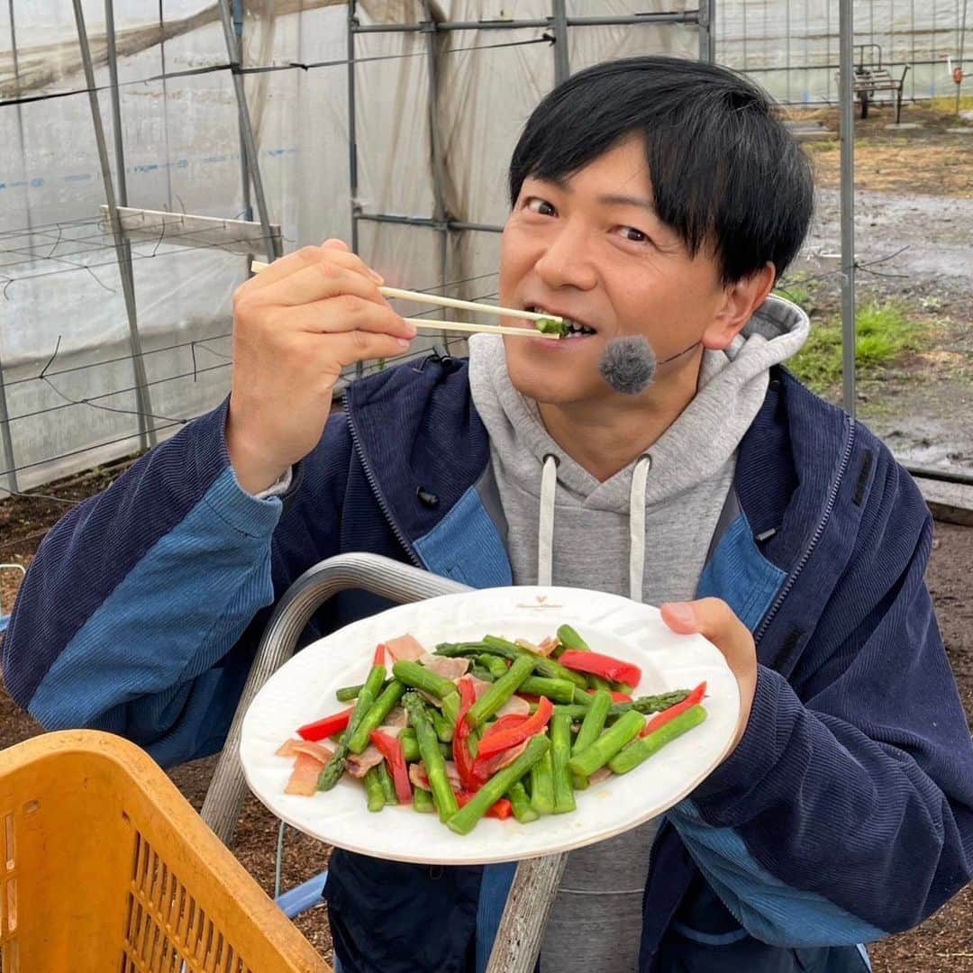 依田司さんのインスタグラム写真 - (依田司Instagram)「4月26日（水） 栃木県市貝町にある『小塙農園』では、アスパラガスが収穫の最盛期を迎えています。 春アスパラは冬に蓄えた栄養をたっぷりと含んでいるため、甘くて瑞々しい食感を楽しめます。 アスパラの全国収穫量１位は北海道ですが…その北海道の牧場会社が１９年前に市貝町で牧場を開設し、そこで出た、良質なたい肥を使って始まったのがアスパラ作りだったそう。いまでは、市貝町の特産品になっています。 農家さんオススメのアスパラのオリーブオイル炒めや肉巻、アスパラのポタージュもご紹介しました。  #小塙農園 #アスパラガス #goslowcaravan #ゴースローキャラバン  #依田さん #依田司 #お天気検定 #テレビ朝日 #グッドモーニング #気象予報士 #お天気キャスター #森林インストラクター #グリーンセイバーアドバンス #プロジェクトワイルド #IPCC伝導者 #japan #japantrip #japantravel #unknownjapan #japanAdvenそture #japanlife #lifeinjapan #instagramjapan #instajapan #療癒 #ilovejapan #weather #weathercaster #weatherforecast」4月26日 10時41分 - tsukasa_yoda