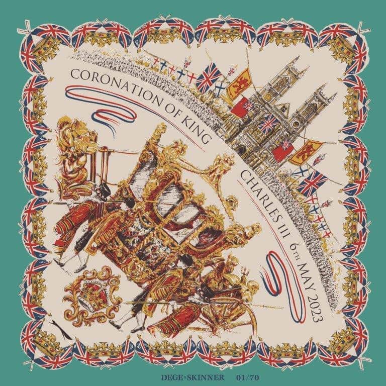 ディーゲ&スキナーのインスタグラム：「Limited Edition Coronation Silk Pocket Squares Back In Stock   https://dege-skinner.co.uk/product/coronation-silk-pocket-square-limited-edition/  #coronation #CoronationDay #Coronation2023 #coronationday #silkpocket #silkpocketsquare」