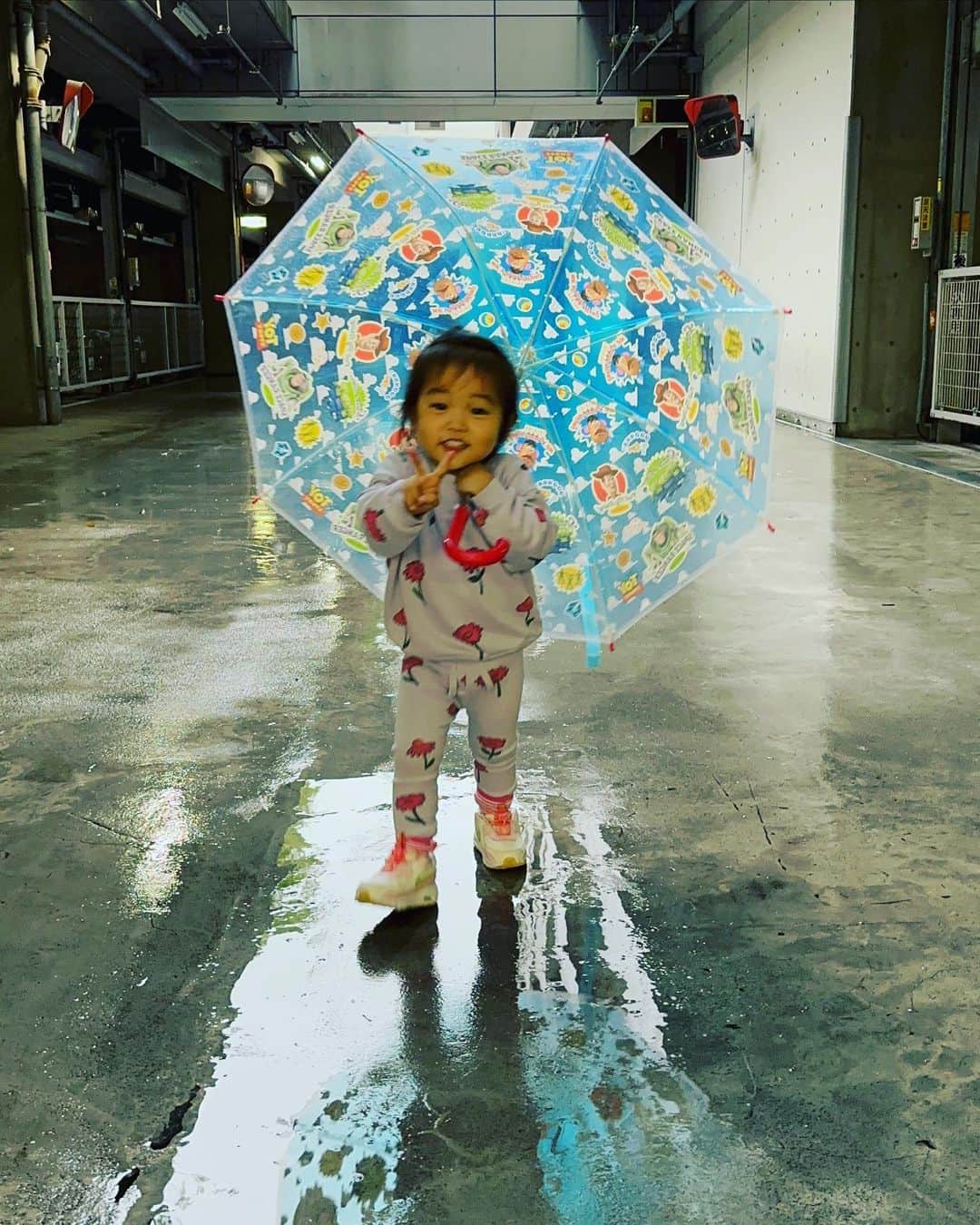 久永輝明さんのインスタグラム写真 - (久永輝明Instagram)「雨で散歩に行けないと言ったら、傘をさしていくとにぃにの傘を持って玄関から動かなかったので、パパは負けました。 #ちびの #成長記録 #ワガママさは写真に映らんw」4月26日 20時20分 - teruakifukuoji
