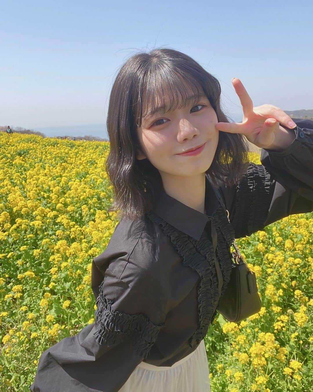 竹内ななみさんのインスタグラム写真 - (竹内ななみInstagram)「♡  菜の花畑💐  どこを見渡しても菜の花がたくさんでとっても綺麗だった🥹♡  #淡路島 #兵庫県 #awajishima #あわじ花さじき #淡路島観光 #淡路 #兵庫観光 #関西旅行 #家族旅行 #卒業旅行 #菜の花 #菜の花畑 #花 #花畑 #海 #菜の花と海」4月26日 20時26分 - nanami.1002