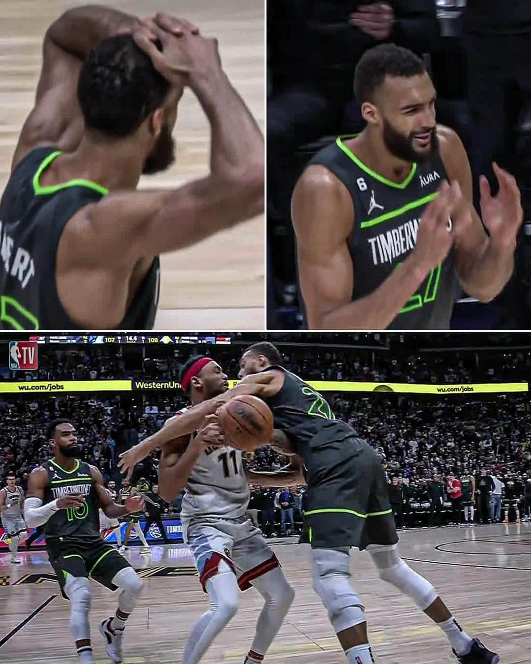 スポーツセンターのインスタグラム：「Rudy Gobert fouled out on an intentional foul 😬」