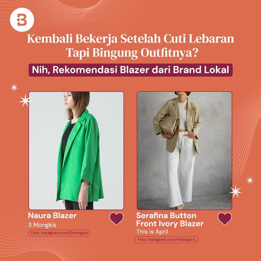 Beauty | Health | Fashionさんのインスタグラム写真 - (Beauty | Health | FashionInstagram)「Setelah kemarin bingung cari-cari baju lebaran dan sekarang sudah saatnya kembali bekerja, blazer-blazer dari brand lokal ini bisa jadi rekomendasi kamu, lho, biar penampilan auto terlihat elegan dan stylish!  Blazer mana nih yang paling kamu banget, beauties? —-- Jangan lupa untuk follow @Beautynesia.id  untuk berita menarik seputar wanita dan lainnya!  Follow juga instagram : @beautynesianews 💄 @mommyasia.id 🤰🏼👶🏻 —---- #fashion #outfit #fashion #ngantor #kantor #office #backtowork #work #backtooffice #backtoreality #blazer #ootd #brandlokal #produklokal #beautynesiaid」4月26日 15時06分 - beautynesia.id