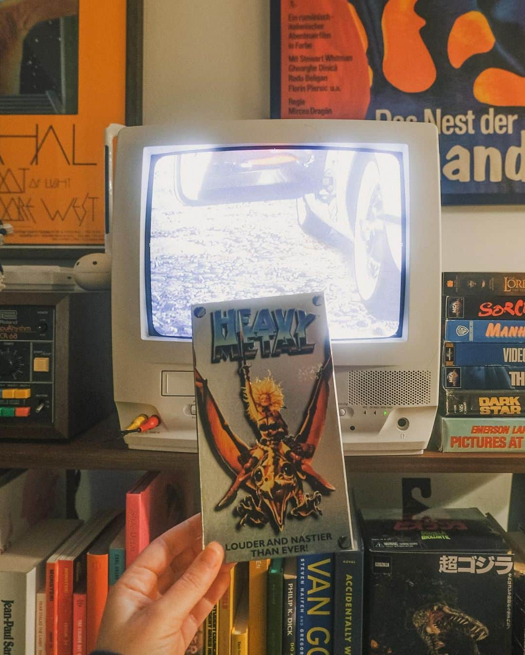 Computer Magicさんのインスタグラム写真 - (Computer MagicInstagram)「I’ve always wanted Heavy Metal on VHS tape, ever since I heard ‘Heavy Metal (Takin’ a Ride)’ playing on New Jersey’s own @wfmu driving over the GW bridge.  Getting into this movie got me got me into Ralph Bakshi. Then, I watched “Fire & Ice”, which was a collaboration between Bakshi and Frank Frazetta and I got into Frazetta. After looking up more fantasy artists, I got into Roger Dean. It’s pretty neat how one piece of art can lead you to another.  It’s also pretty neat that the opening sequence in Heavy Metal, “Soft Landing” - the semi-famous one with the astronaut in a Corvette in space - was based on a comic by Dan O’Bannon, who wrote the screenplay for the original Alien, worked on John Carpenter’s feature directorial debut Dark Star, and who was going to work on the special effects for Jodorowsky’s Dune had it ever been made, etc.  In case you were wondering, the opening trailers on this VHS tape are: Jean-Pierre Jeunet’s The City of Lost Children (1995), Crumb (1994) - a documentary on underground cartoonist R. Crumb (interestingly a film that is “presented by David Lynch”, even though he had no actual involvement in making the film. Apparently he agreed to give the use of his name to help promote it.) and a movie called The Last Supper (1995) - which I’m only just hearing about now after seeing the trailer for first time. Heavy Metal came out in ‘81 but this tape was printed and distributed in ‘96. All these movies had just been released to home video. All the trailers are seemingly locked in time and always will be forever, whenever I play this tape. It’s so cool.  Also, Taarna is such a bad ass (my favorite scene is where she knocks out one of the barbarians whilst animated space-Devo are playing.) The whole Taarna story was based on Arzach by Moebius - another amazing legendary fantasy artist.  If you make it to the bottom of this post, recommend me other tapes to get.」4月26日 15時32分 - danz_cm