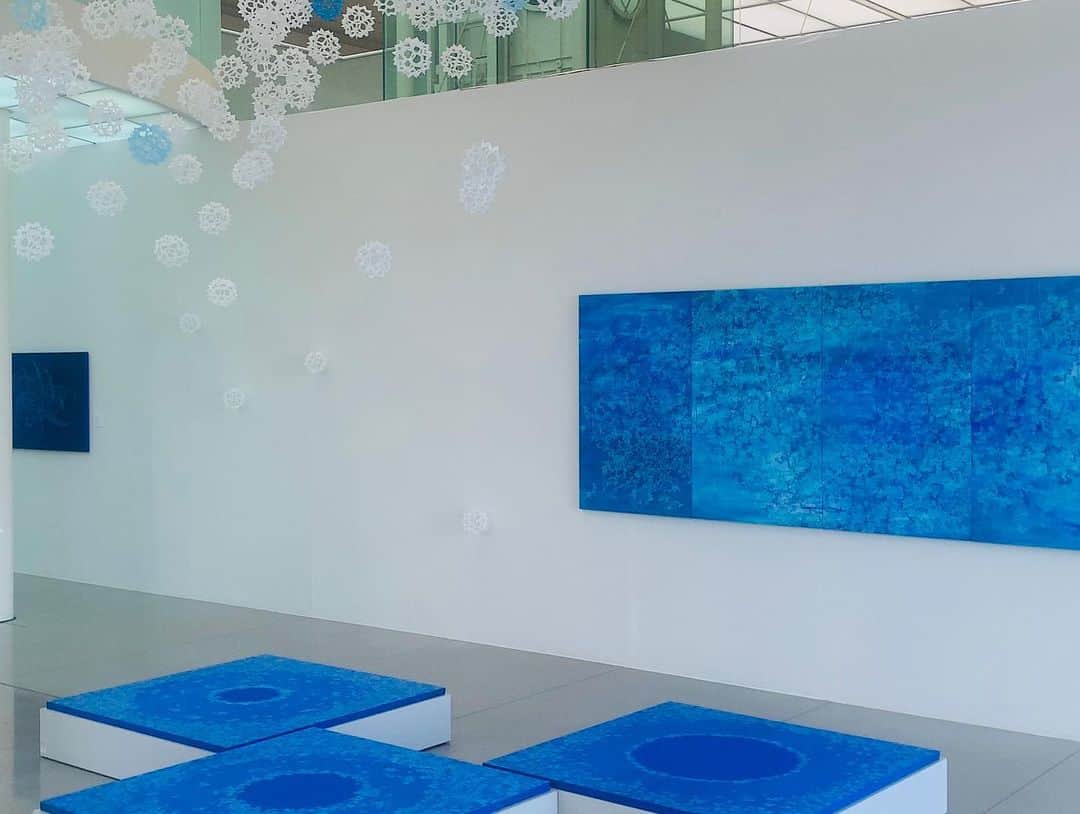 美川愛実のインスタグラム：「美術家いちだみなみさんの展覧会が霧島アートの森で開催中です🫧  私の大好きな鹿児島の作家さんです。 テーマは心の音。  心の音というと心臓のドキドキや喜怒哀楽の感情を思い浮かべますが、いちださんの描く心はいつも穏やかで宇宙のようです。  角度が変わると浮いているように見えたり、立体感が出たりします。ぜひ一度実際に見ていただきたいです🫧  @ichidaminamiart  @kirishima_open_air_museum」