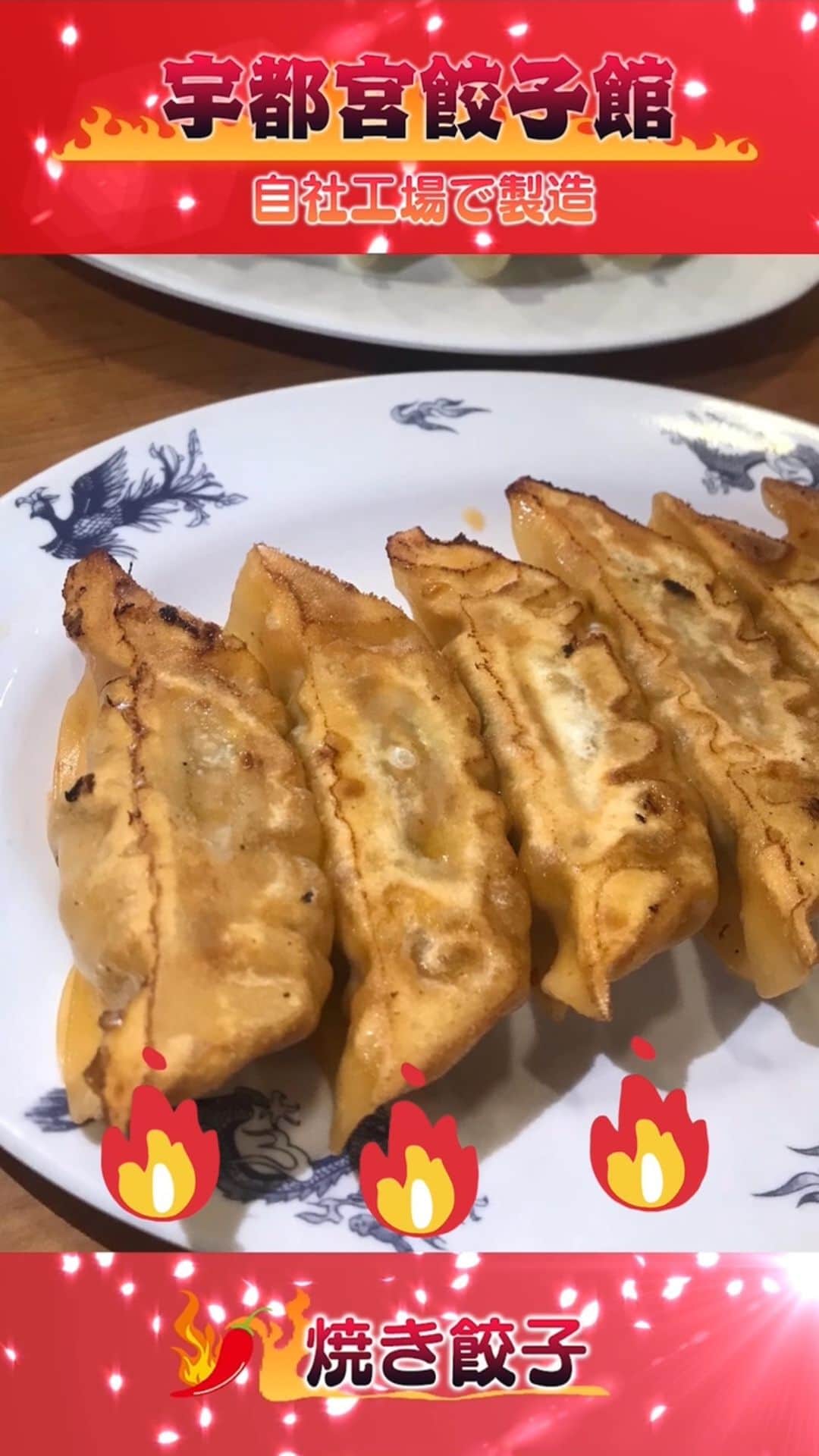 のインスタグラム：「#激辛グルメ  ◤　　　　　　　　　　　◥ 　#激辛グルメ春祭り🌶 　開催まであと8️⃣日❤️‍🔥 ◣　　　　　　　　　　 　◢  〜激辛だけど、超うまい😋〜 2nd ROUNDで出店する 宇都宮餃子館さんの焼き餃子の動画をお届けします🌶️  是非食べに来て下さい👅  #激辛 #飯テロ」