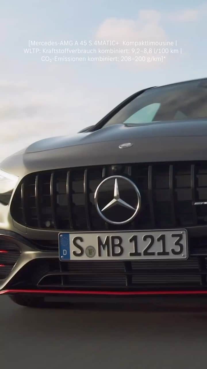 Mercedes AMGのインスタグラム：「Indulge in your taste for adventure. Chase that longing for exploration. Do it all with the Mercedes-AMG A 45 S 4MATIC+.  #MercedesAMG #AMG #A45S  [Mercedes-AMG A 45 S 4MATIC+ Kompaktlimousine | WLTP: Kraftstoffverbrauch kombiniert: 9,2‒8,8 l/100 km | CO₂-Emissionen kombiniert: 208‒200 g/km | amg4.me/DAT-Leitfaden]」