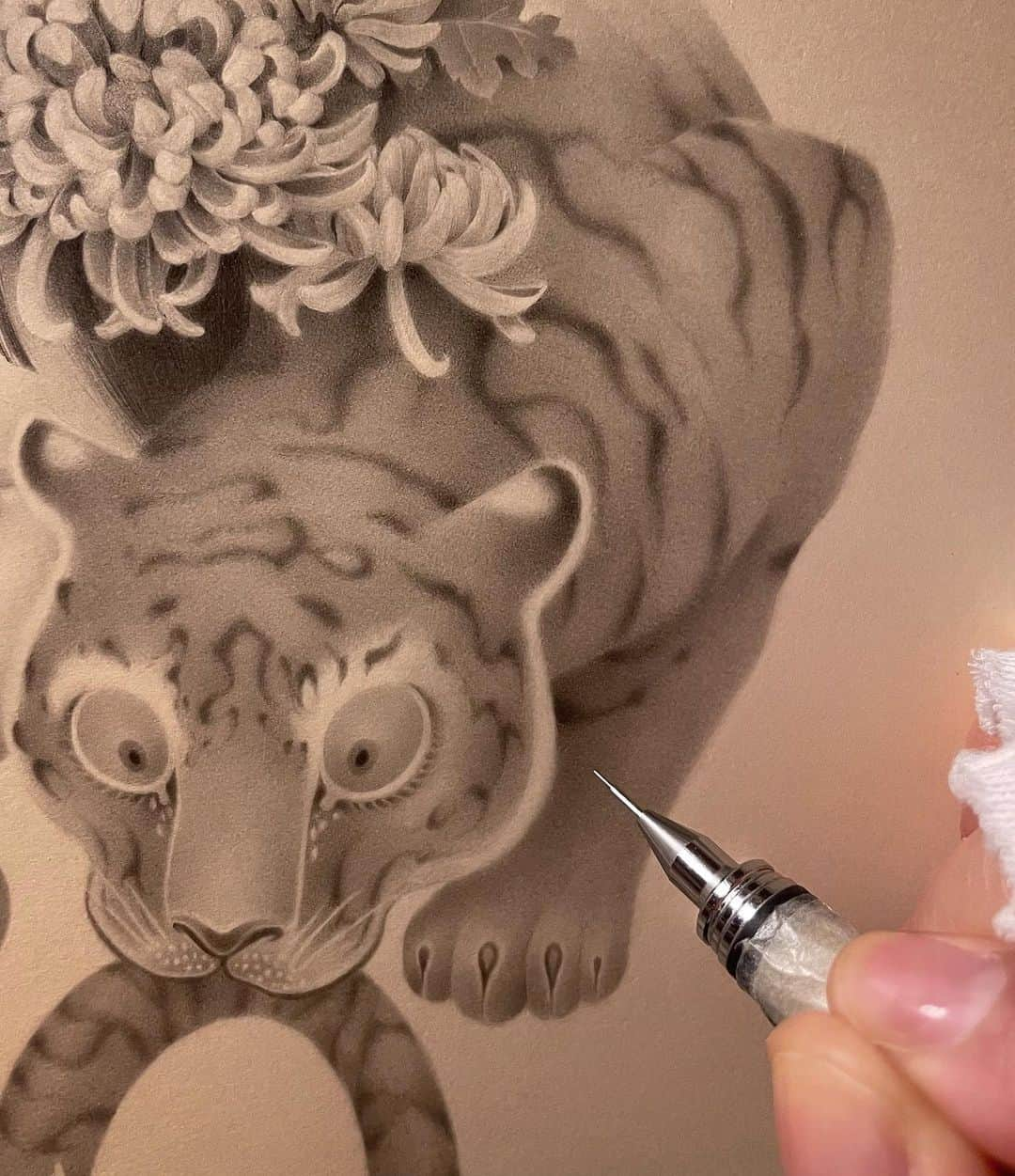 おざぶさんのインスタグラム写真 - (おざぶInstagram)「wip Inspired by Jakuchu and Okyo's tiger. #commission」4月26日 22時45分 - ozabu