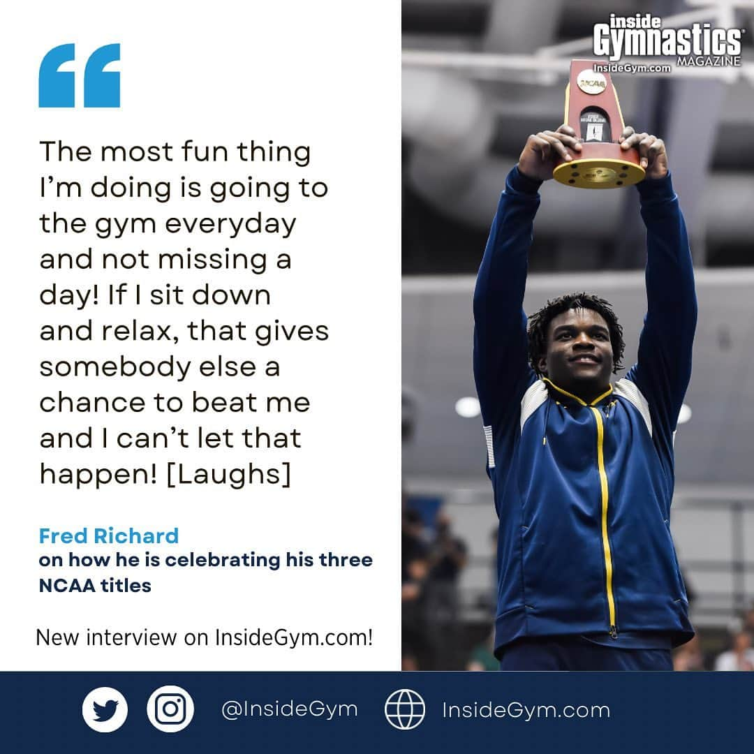 Inside Gymnasticsさんのインスタグラム写真 - (Inside GymnasticsInstagram)「The grind never stops! 😤 NCAA Champion Fred Richard talks upgrades, future goals, NIL & more on InsideGym.com! (See link in bio!)   📸 Jessica Frankl」4月26日 22時54分 - insidegym