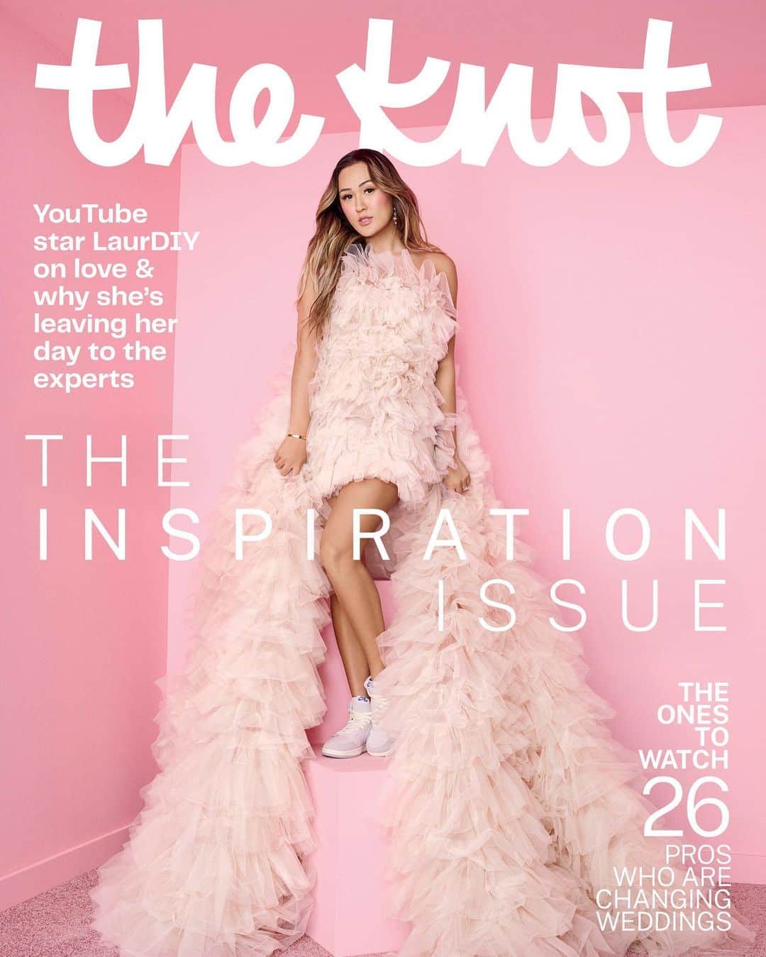 Lauren Riihimakiのインスタグラム：「All it took was a first date and the rest was history for @LaurDIY and fiancé @jeremymichael22. ✨ For The Knot’s inspiration issue, we caught up with crafter, content creator and entrepreneur LaurDIY on why she isn’t DIYing her wedding—but she can’t deny that in true LaurDIY fashion it will have “little DIY moments.” 🤍 Head to the link in bio to purchase or subscribe to The Knot Magazine. Our inspiration issue is on stands now—and we have all the tea on 2023 runway trends, rings, the best florals based on seasons, our first ever Ones to Watch list honoring emerging pros who are changing the wedding industry, and so much more.  Photography: @ericraydavidson Styling: @debbiehsieh Hair: @888dre Makeup: @bethanygmakeup Set Design: @artandset Production: @campproductions Cover Story Editor: @theestherlee Creative Director: @nathaliekirsheh Photo Producer: @LaurenKill」