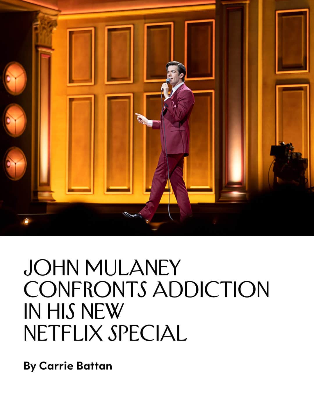The New Yorkerさんのインスタグラム写真 - (The New YorkerInstagram)「After John Mulaney left rehab, he quickly began workshopping new material about his addiction. Those early performances “had a lightning-in-a-bottle feeling to them,” Carrie Battan writes. “Mulaney took the stage in jeans, looking a bit weathered, and frequently switched course mid-joke. The shows I attended were messy, hilarious but often downbeat, and it was thrilling to watch him process his addiction and the foreign feeling of sobriety in real time.” “Baby J,” which is now available on Netflix, is the fully formed, mainstage-ready version of Mulaney’s addiction material. At the link in our bio, read Battan’s review of the new special. Photograph by Marcus Russell Price / Courtesy Netflix.」4月26日 23時50分 - newyorkermag