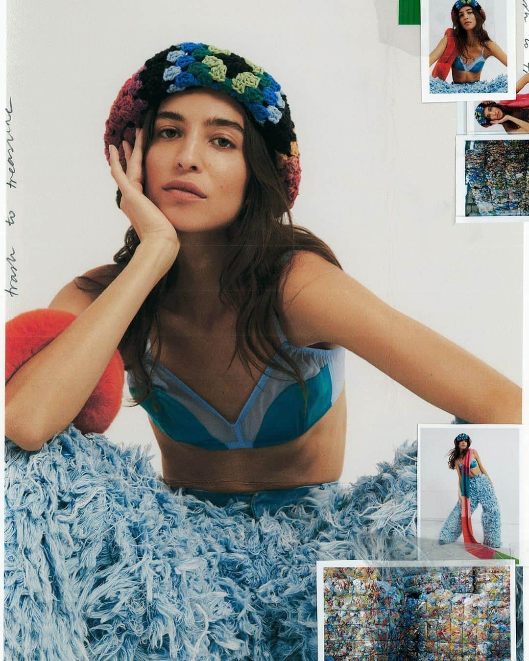 のインスタグラム：「The talented and committed artivist @marinatestino in our Beatrice Bralette for #EarthDay showcasing the forefront of #sustainable solutions in partnership with @fashionography 💙 🌏️⁠ ⁠ Photographer: @emmaxanderson⁠ Co-Creative Director: @raquelcalvelos_official ⁠ Stylist: @sandyarmeni⁠ ⁠ "Fashion is moving towards innovative materials and practices that are changing the fabric of the industry; a shift that poses an exciting opportunity to get creative and stretch the boundaries we never even thought to be possible." ~ Marina⁠ ⁠ #SlowFashionMovement⁠」