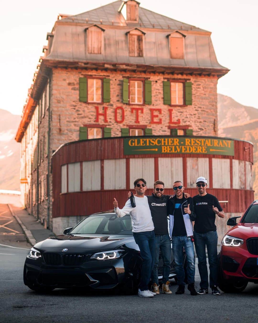 BMWのインスタグラム：「Journeys are only better with friends! 🗺️❤️   @todorov5 also known as our biggest fan has spent years documenting his journeys around the globe with his BMW by his side and his friends along for the ride 😎   Can you tell which location is up there as one of his favourites? 😌  📸: @myporscheadventures #BMWRepost   The 2018 BMW M2 Competition, the 2020 BMW X5 M Competition, the 2021 BMW 2 Series, the 2020 BMW X4 M Competition.   #THEM2 #THEX5M #THE2 #THEX4M」
