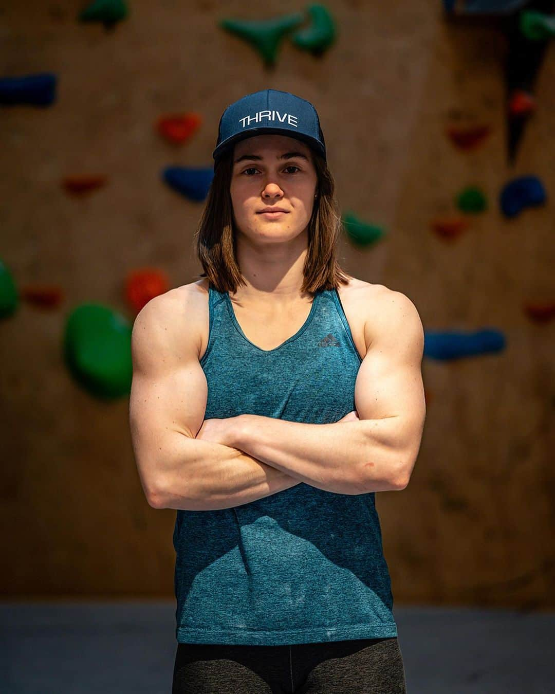 クロエ・コリエーのインスタグラム：「Say hi to the biggest biceps in climbing. 💪🏼  Meet Chloé Caulier.  🇧🇪 10x Belgian Champion (!) 🇪🇺 Vice European Champion 🍻 And now official Thrive Athlete  We're very excited to have her join the team. Because, who knows what she would have done to us if she didn't like Thrive. 👊🏼  In all seriousness, one of the nicest people around.  Her main goal?  Paris Olympics 2024.  And we're pretty proud to support her all the way.  #gothrive #beer #bouldering #olympics #recovery #changethegame」