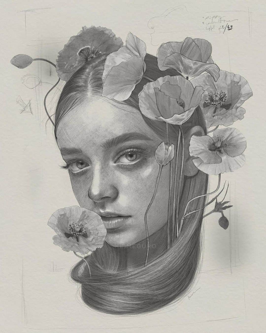 目黒ケイ 黒フレーム　kei meguro 絵画　art Kei Meguro 目黒ケイ 50枚限定 複製原画