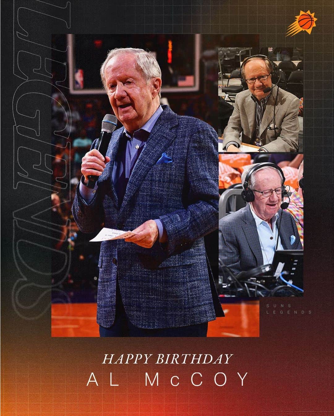 フェニックス・サンズさんのインスタグラム写真 - (フェニックス・サンズInstagram)「Happy 90th Birthday to the Voice of the Phoenix Suns, Al McCoy! 🎙️🎂」4月27日 0時34分 - suns