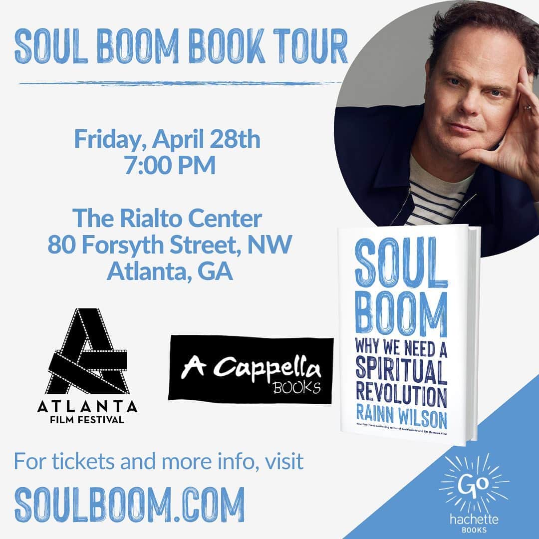 レイン・ウィルソンのインスタグラム：「ATLANTA!!! come by and drink in all the giggles and profundity! This should be a super cool conversation on topics both spiritual and silly. @soulboom」
