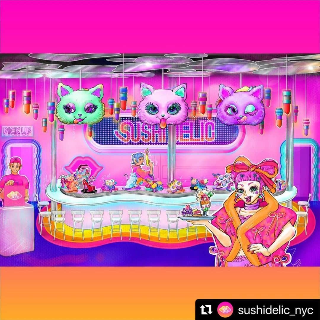 増田セバスチャンのインスタグラム：「Have you checked out the image sketch of sushi restaurant [SUSHIDELIC] opening in New York City? We are also looking for iconic staff for this restaurant. Please join our team! 🔗my bio  #Repost @sushidelic.nyc  ・・・ Would you like to work at a sushi restaurant in an iconic kawaii space? Link in bio! #newyork #newyorkcity #newyorknewyork #newyorkfood #kawaii #sushidelic #sebastianmasuda #増田セバスチャン」