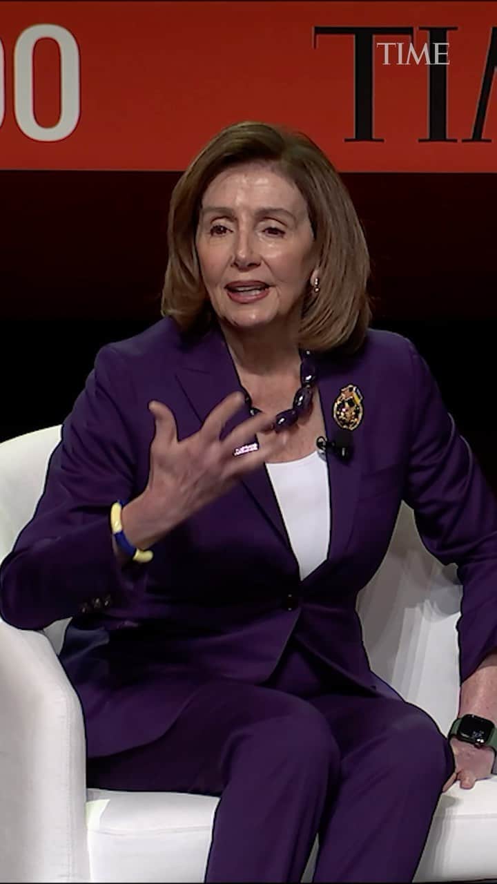 TIME Magazineのインスタグラム：「Nancy Pelosi reacts to President Biden’s 2024 re-election announcement」