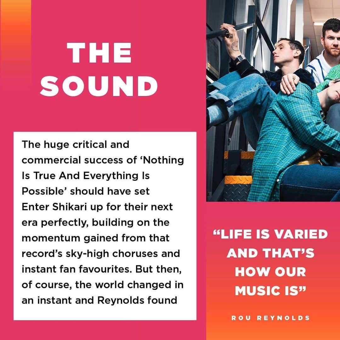 Rock Soundのインスタグラム：「Enter Shikari’s Rou Reynolds opens up about the making of new album ‘A Kiss For The Whole World’. Read the full digital cover feature, The Album Story, right now over on ROCKSOUND.TV #entershikari   📸 @paulharries」