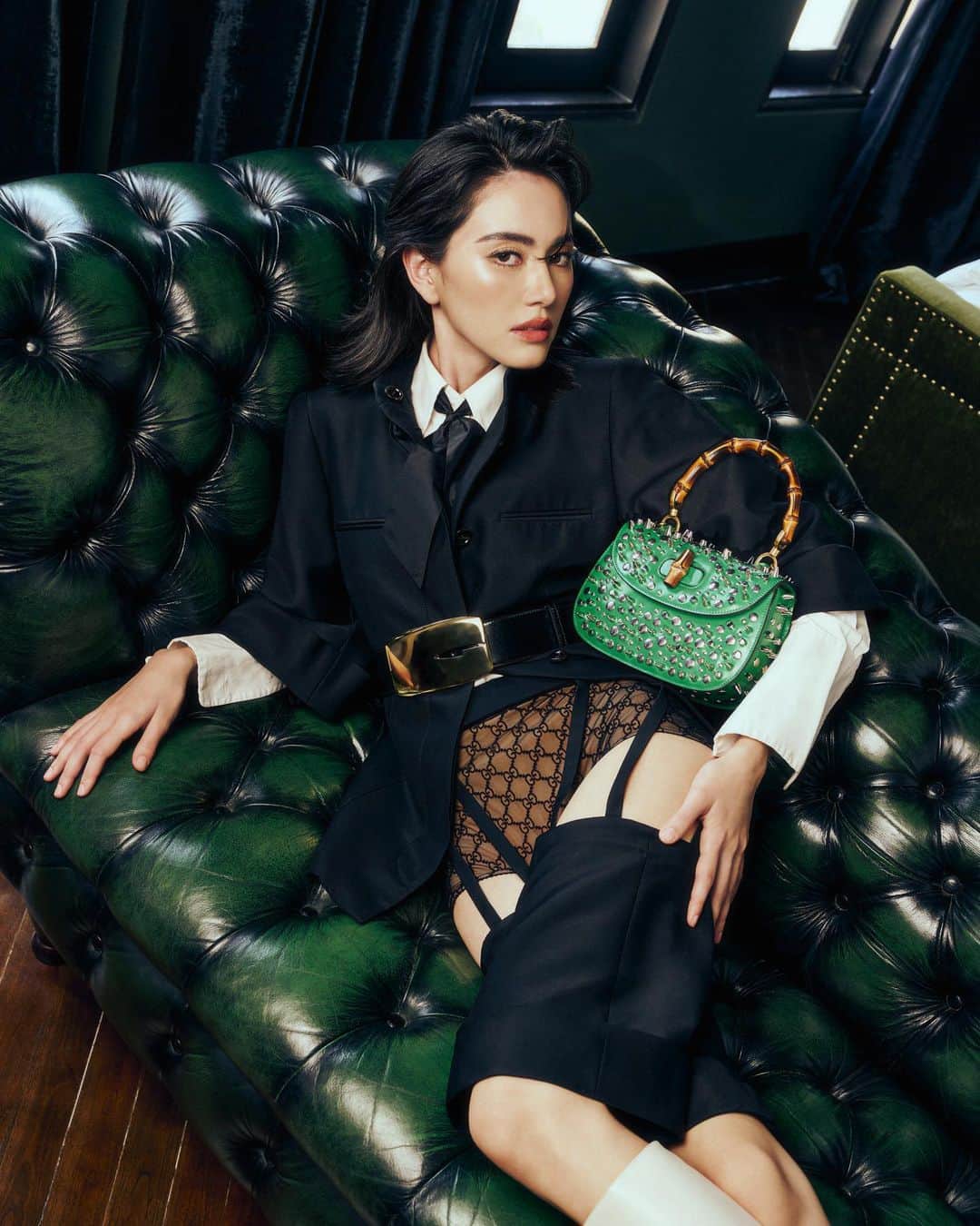 マイ・ダーウィカーのインスタグラム：「#Gucci #GucciBamboo1947 💚」
