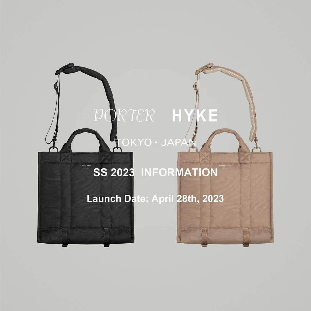 HYKEさんのインスタグラム写真 - (HYKEInstagram)「2WAY TOTE BAG_HYKE Edition　 ¥ 68,000- (without tax) COLOR: BLACK, SAND STONE - PORTER の定番アイテム2WAY TOTE BAG をベースにデザイン。 表地にTefox( テフロン加工を施した撥水性に優れたナイロンオックス）、裏地にはオニオン柄のキルティングを使用。 ショルダーストラップ、キーチャーム、PORTER × HYKE オリジナル収納袋付き。 - "PORTER × HYKE" SS 2023 COLLECTION 発売のご案内 - 下記日程にて"PORTER × HYKE" SS 2023 COLLECTION を発売します。 発売日 : 2023 年4 月28 日 金曜日 - 販売店舗の詳細はHYKE WEBSITE 内のPORTER × HYKE 特設ページをご覧ください。 https://hyke.jp/pages/porter-hyke 販売方法に関しては取扱店舗に直接お問い合わせください。 - @porter_yoshida_co.official @porter_stand #porterhyke #porter #hyke」4月27日 12時05分 - hyke_official