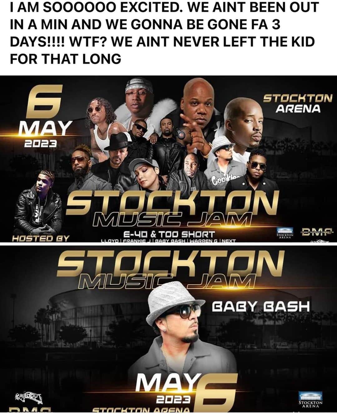 ベイビー・バッシュさんのインスタグラム写真 - (ベイビー・バッシュInstagram)「Stockton California!! May 6th!! Check this dope line up! (E40, Too Short,, Warren G,, the group NEXT,, Loyd,, FRANKIE and Amanda! And more  it’s gonna Be SAUCY! #StocktonArena」4月27日 12時07分 - babybash