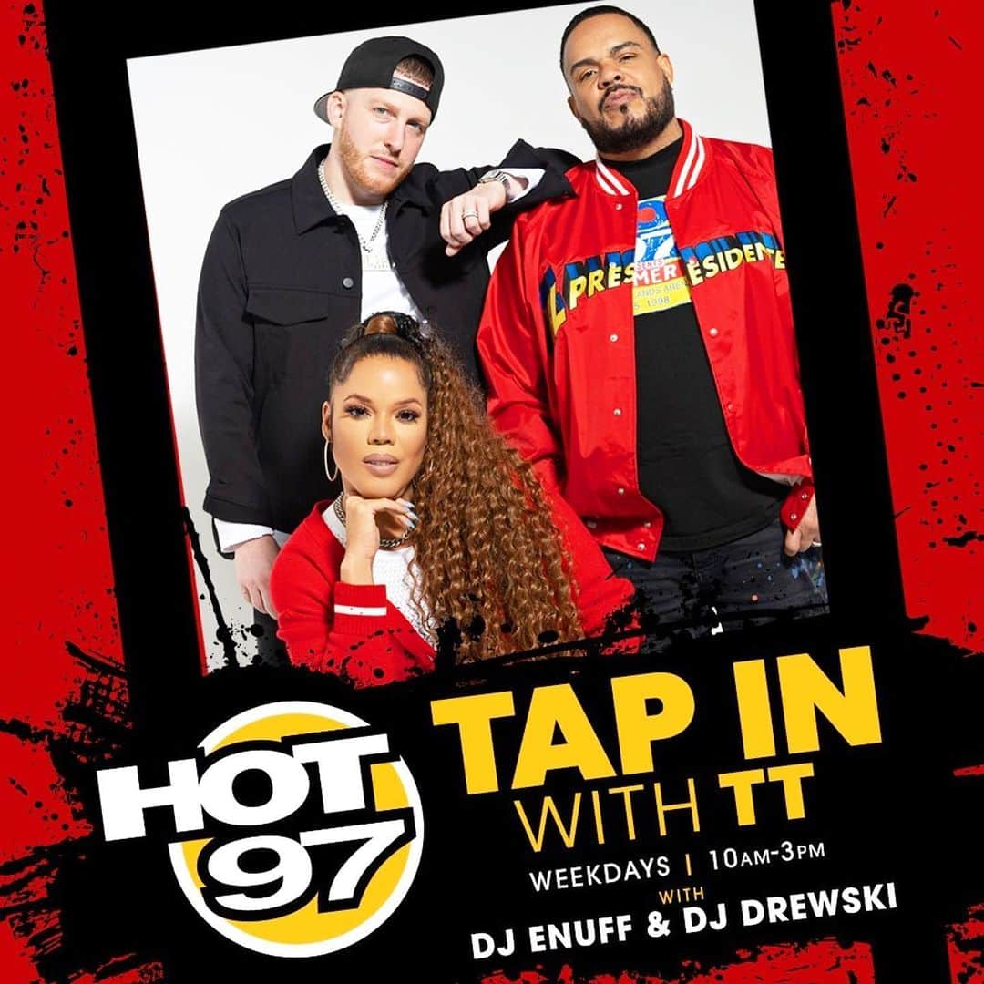 ファンクマスター・フレックスのインスタグラム：「THE BIG DOGS JOIN DJENUFF! WE READY! POW! TAP IN WITH TT!  #Repost @hot97 ・・・ 🚨 SPECIAL PROGRAMMING ANNOUNCEMENT🚨  Middays are going to be different at #HOT97! Starting Tomorrow 4/27 @TTTorrez hosts #TapInWithTT Mon-Fri from 10AM-3PM EST!  @DJEnuff will be DJing at 12PM with the #ItsEnuffMiddayMix!  @SoDrewski will be DJing the #NewAt2!!  * Join us LIVE daily on the NEW #HOT97 app *」