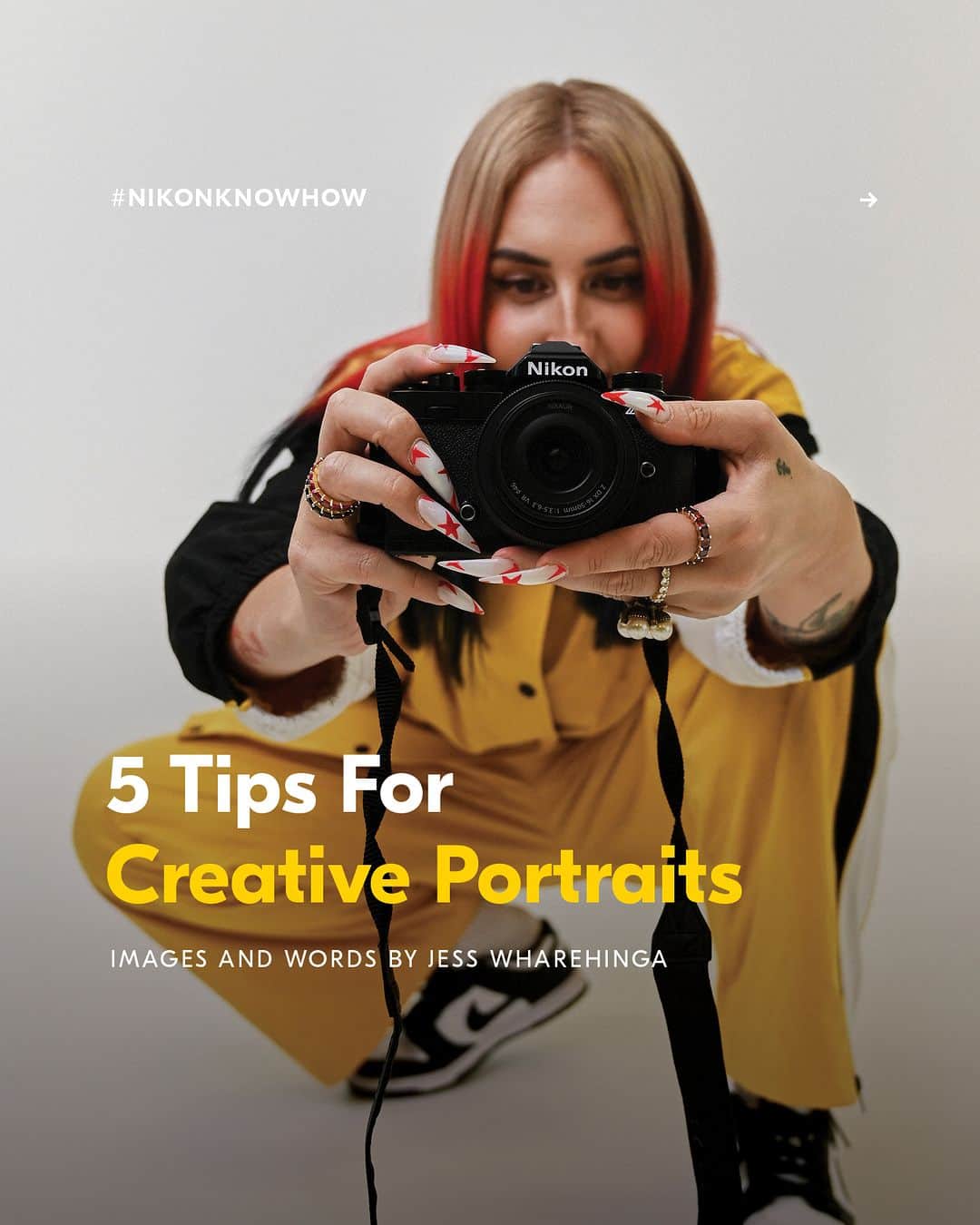 Nikon Australiaのインスタグラム：「Want to learn how to level up your portrait photography game?   Read along as @jesswharehinga shares her top tips for getting creative with portraits.   Swipe to read more!  #Nikon #NikonAustralia #MyNikonLife #NikonKnowHow #PortraitPhotography #FashionPhotography」