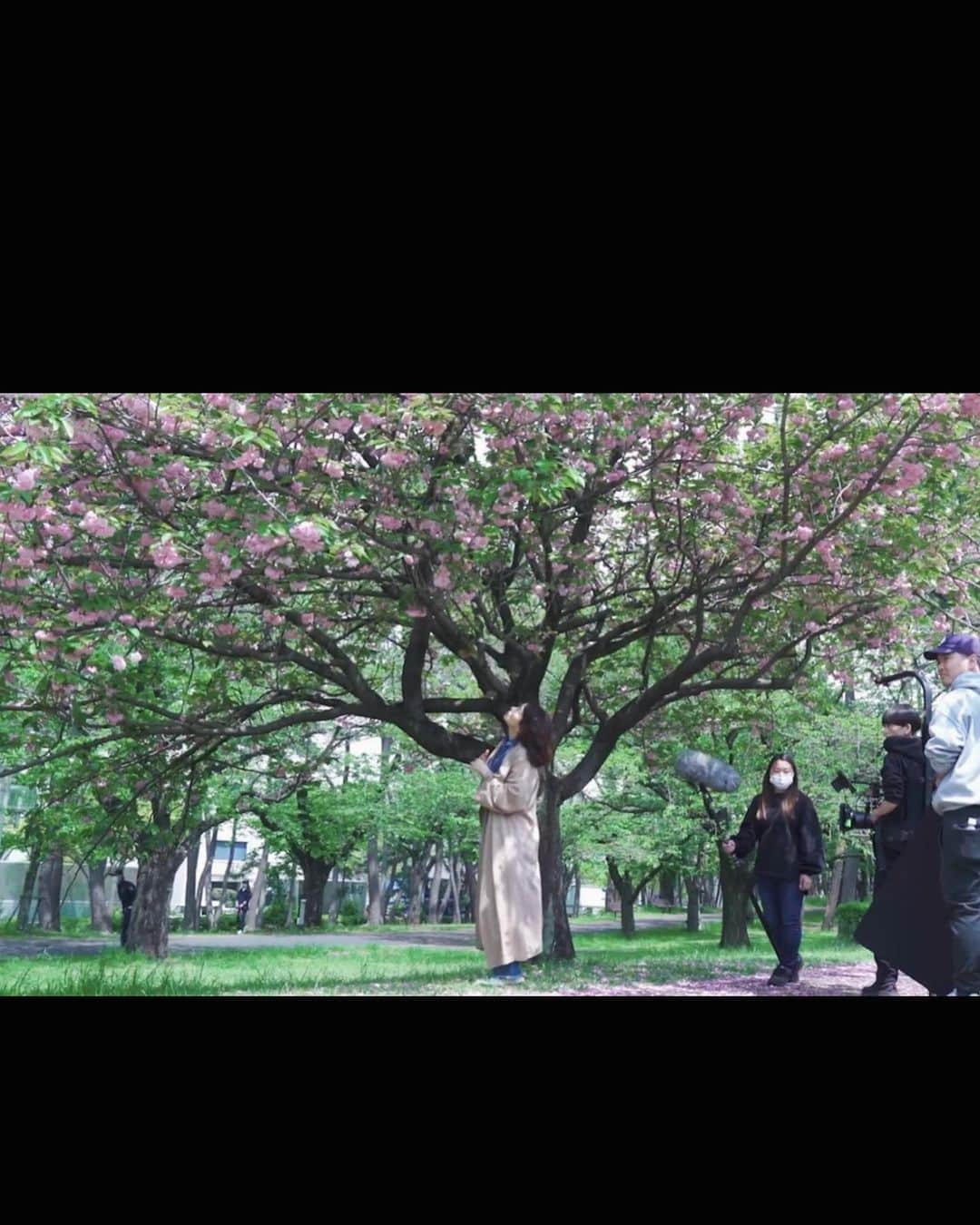 石田ゆり子さんのインスタグラム写真 - (石田ゆり子Instagram)「資生堂のCM 「みんな，いい顔してる」の 撮影風景。 八重桜満開の都内の公園にて。 気持ちよさそうに自由に歩いて，とのことでした🐕 このCMを観ていると この三年間の日々と、ここから始まる 少しだけ新しい日々に、 様々な思いが押し寄せます 時間は戻せないけど、ここから先の日々がどうか、希望のかけらが散りばめられた 優しい日々でありますようにと心から願います。 #資生堂 #みんないい顔してる」4月28日 0時11分 - yuriyuri1003