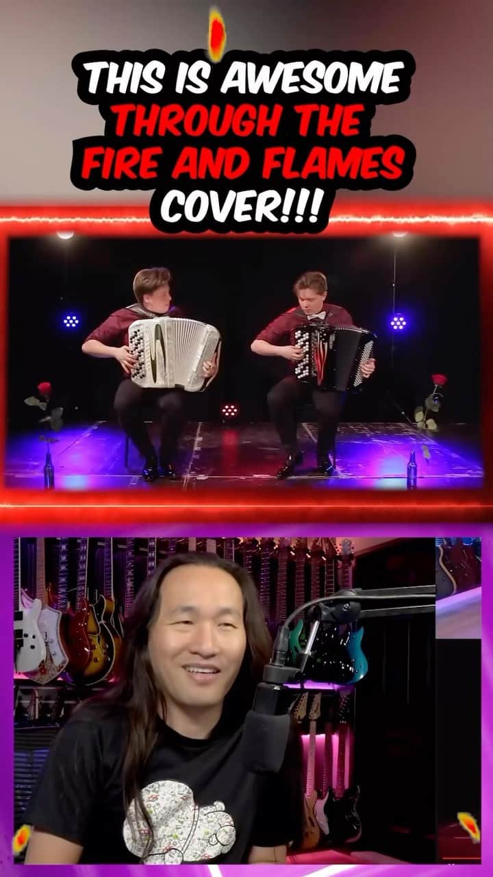 DragonForceのインスタグラム：「Through the Fire and Flames accordion cover! 🪗 I love watching these covers, a lot of different kinds of emotion can come through based on the players and style of music  #dragonforce #hermanli #guitarhero #accordioncover」