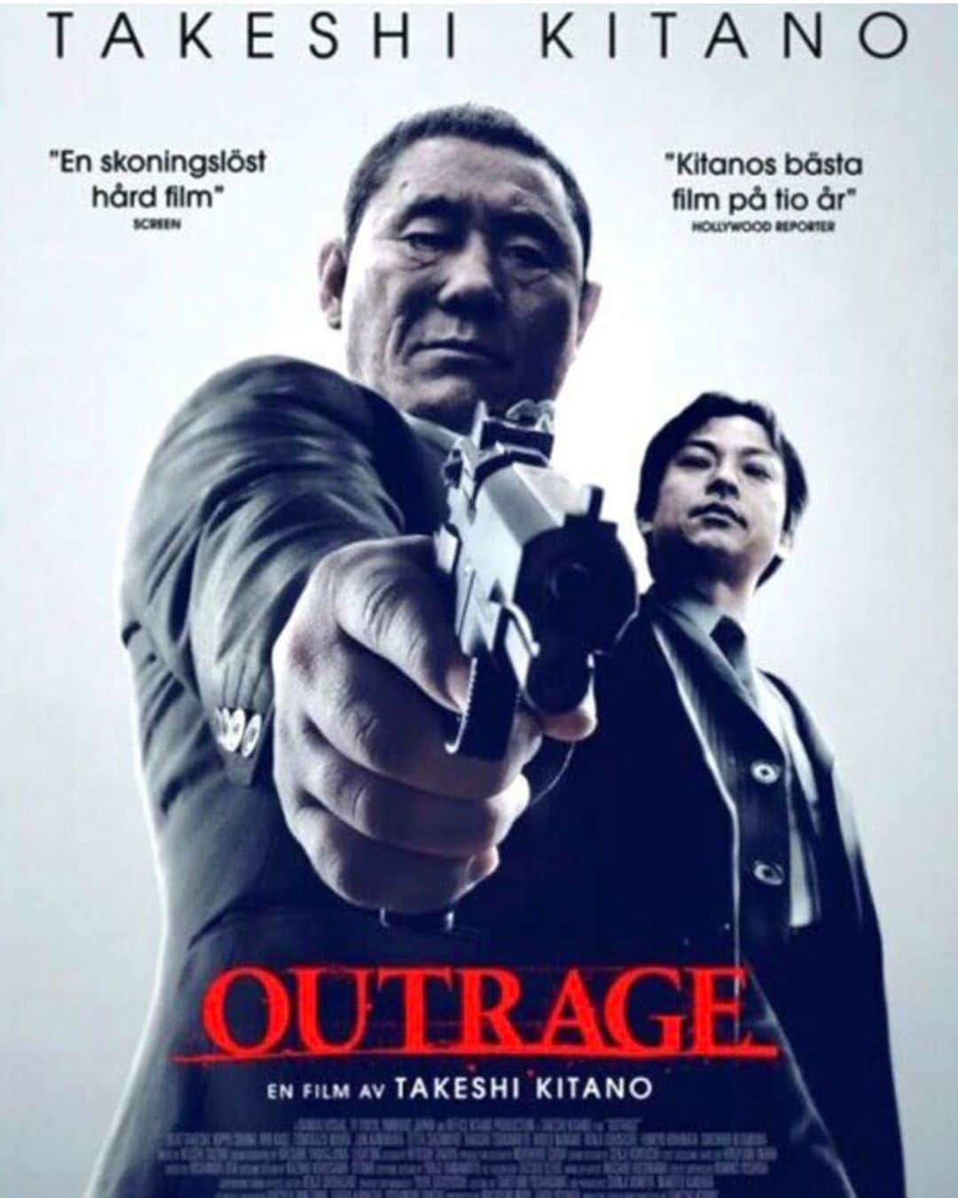 椎名桔平のインスタグラム：「#アウトレイジ #outrage  #🎬#首 初めて目にしたポスター。 監督とご一緒。^_^ どこの国の言葉だろう？🤔  This outrage was invited to the Cannes Film Festival, and I hope that "KUBI" will also be acclaimed at the Cannes Film Festival.  #takeshikitano」