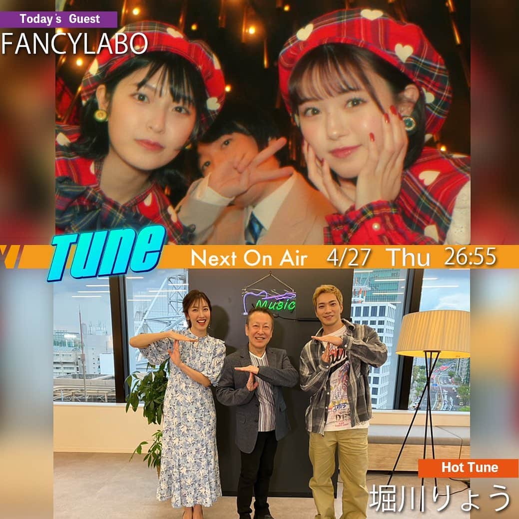 フジテレビ「Tune」のインスタグラム：「本日26:55~オンエア🎥 今週のTuneは👉  ◆『FANCYLABO(@fancylabo)』 レトロポップな雰囲気漂う注目のグループ🌃 デビューシングル「Flash Light」を深掘り！  ◆『堀川りょう(@ryo_horikawa_official )』 数々の人気キャラクターを務めるレジェンド声優がTune登場🔥 デビューシングル「BELOVED BLUE」を深掘り！」