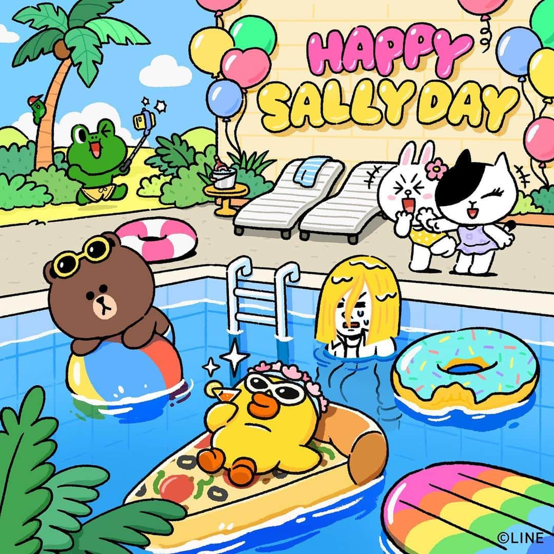 LINE FRIENDSさんのインスタグラム写真 - (LINE FRIENDSInstagram)「HAPPY SALLY DAY🐤🎉 Let’s flock’n roll! SALLY’s calling the shots today⛱️  #BROWN #CONY #SALLY #JAMES #JESSICA#EDWARD #LINEFRIENDS #SALLYDAY #HBD」4月27日 18時00分 - linefriends